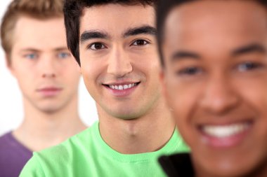 Ethnically diverse group of young men clipart