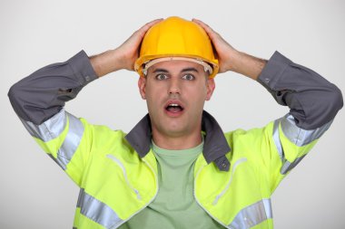 Worker gasping. clipart