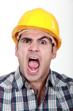 Craftsman having fit of anger clipart