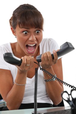 Secretary overwhelmed by phone calls clipart