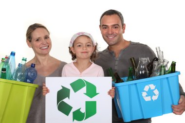 Family recycling bottles clipart