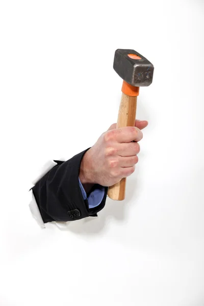 Zakenman met een hamer — Stockfoto