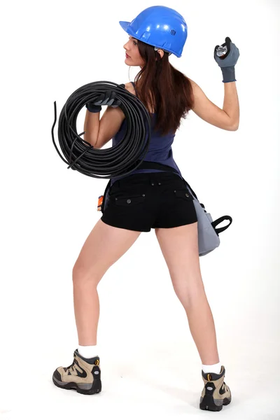 Female electrician — Stock Photo, Image