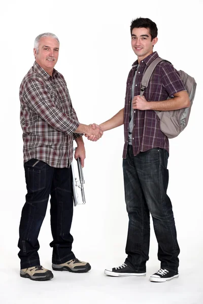 A tiler and his apprentice. — Stock Photo, Image