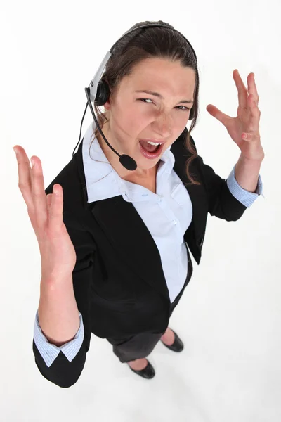 Trabalhador de call center estressado — Fotografia de Stock