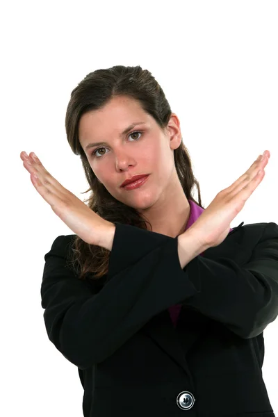 Mujer de negocios haciendo gesto cruzado — Foto de Stock