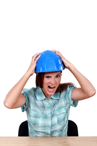 Mračil ženské stavební dělník. — Stock fotografie