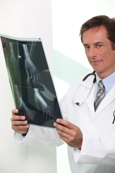 Doutor olhando para raio-x — Fotografia de Stock