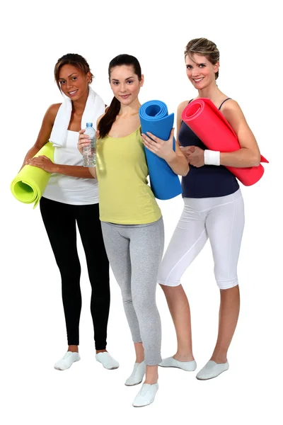 Threesome of girls after exercise — Stock Photo, Image