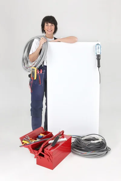 Kadın elektrikçi — Stok fotoğraf