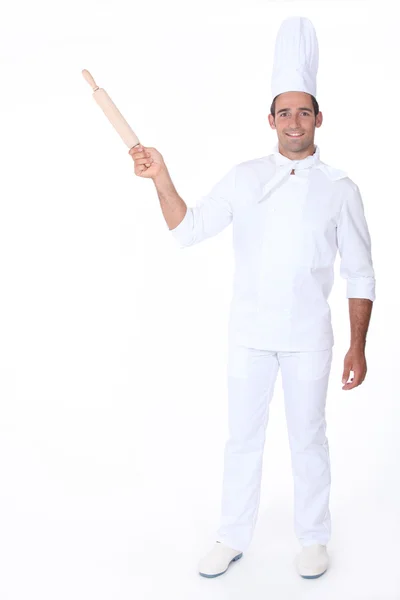 Full length professional chef with a rolling pin — Stock Photo, Image