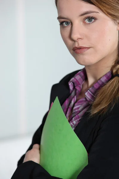 Young businesswoman with file. — Stock Photo, Image