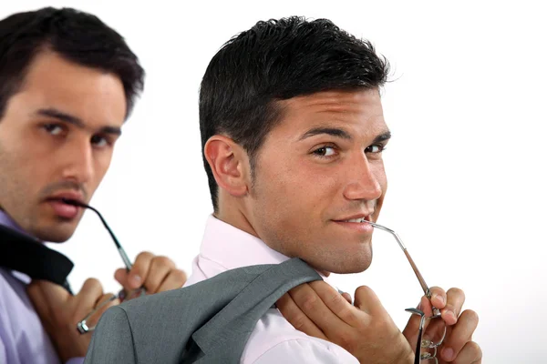 Two sexy businessmen posing — Stock Photo, Image