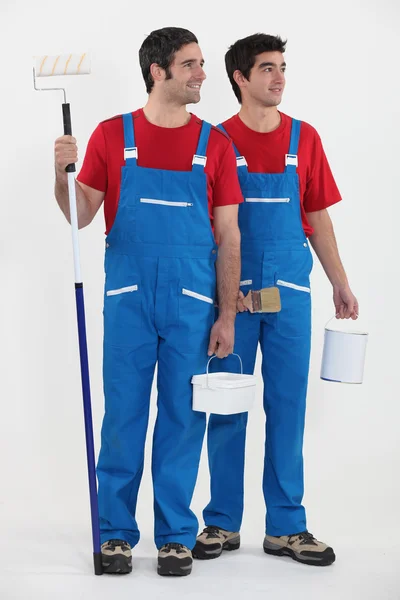 Twee schilder-decorateurs stond samen — Stockfoto