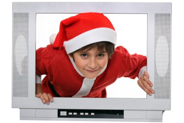 Portrait of a kid in Santa Claus costume clipart