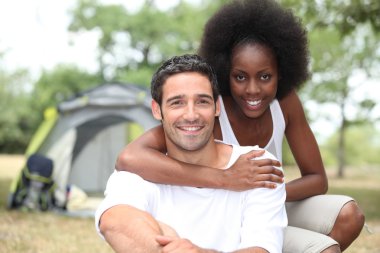 Couple, camping clipart