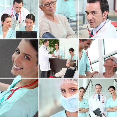 Hospital staff mosaic clipart