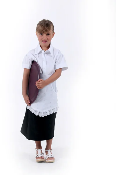 Mädchen als Kellnerin verkleidet — Stockfoto