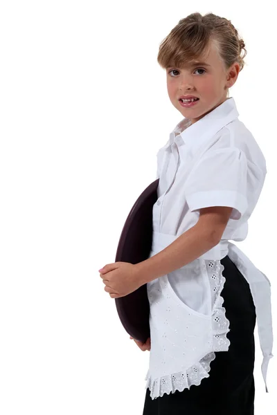 Girl dressed as a maid — Stock Photo, Image