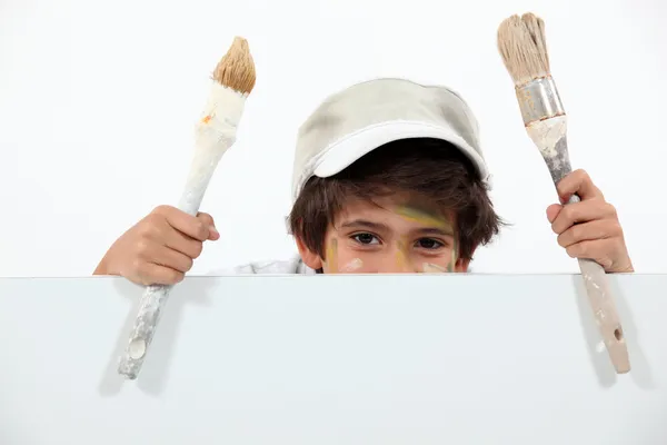 Little boy decorating — Stock Photo, Image