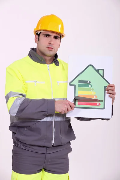 Concerned construction worker — Stock Photo, Image
