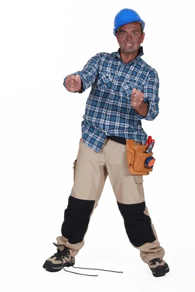 Worker receiving an electric shock — Stock Photo, Image