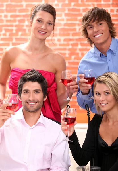Amigos bebendo vinho — Fotografia de Stock