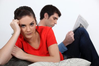 Young woman annoyed with her partner clipart