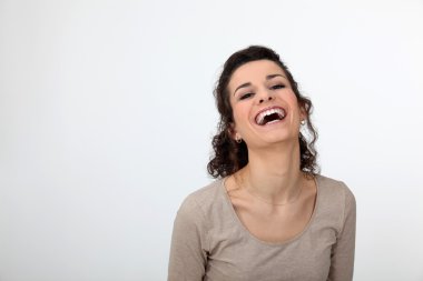 Gorgeous woman laughing out loud clipart