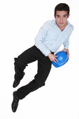 High-angle shot of a young engineer clipart