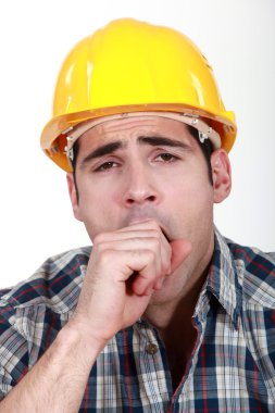 Construction worker yawning clipart