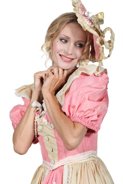 Žena v růžovou kostým — Stock fotografie