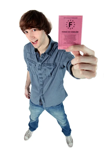 Adolescente com carteira de motorista — Fotografia de Stock