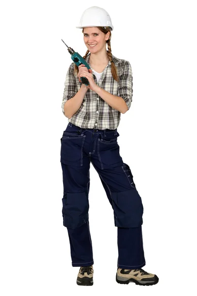 Woman with a drill — Stock Photo, Image