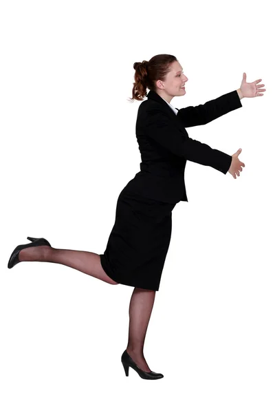 Empresaria bailando sola — Foto de Stock