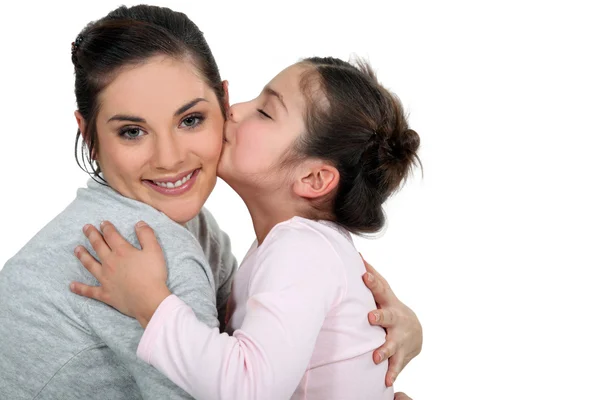 Kissing neki anya lánya — Stock Fotó