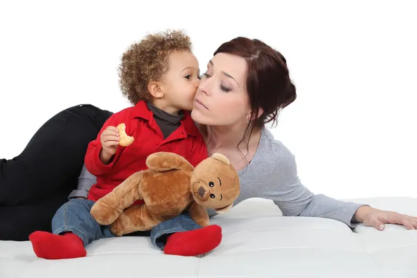 Young woman and adorable little boy — Stock Photo, Image