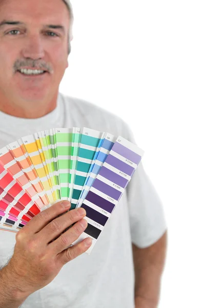 室内设计师举行颜色图表 — 图库照片