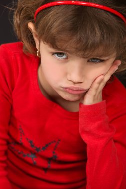 Little girl sulking clipart