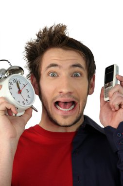 Shocked man late clipart