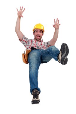 Craftsman slipping and falling clipart