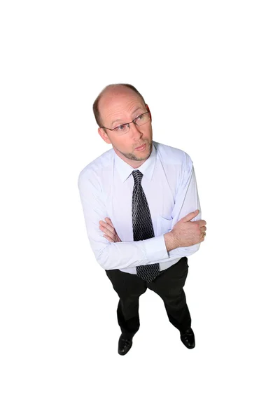 Blick von oben auf einen Geschäftsmann mit Brille — Stockfoto