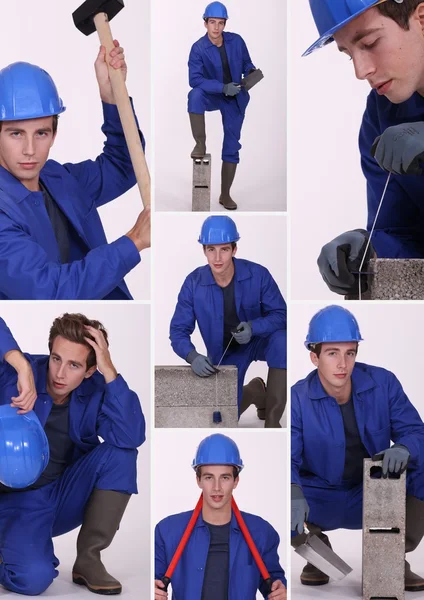 Collage av en byggnadsarbetare — Stockfoto