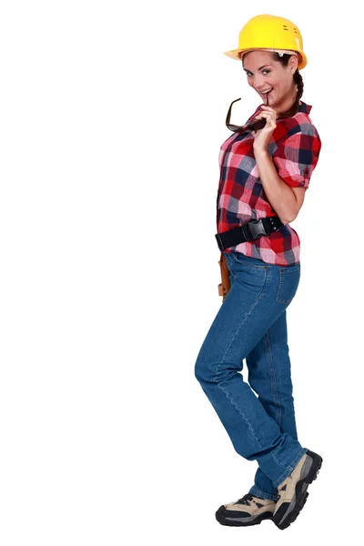 An alluring female construction worker. — Stock Photo, Image