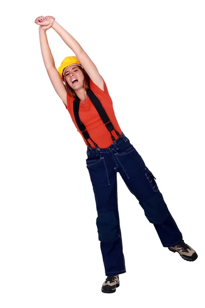 Beautiful craftswoman stretching — Stock Photo, Image