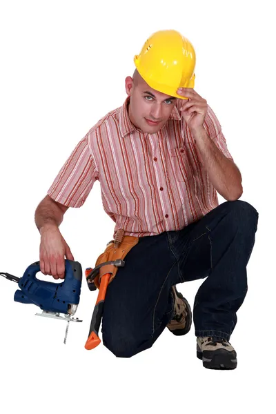 Handwerker bastelt eine Hutspitze — Stockfoto