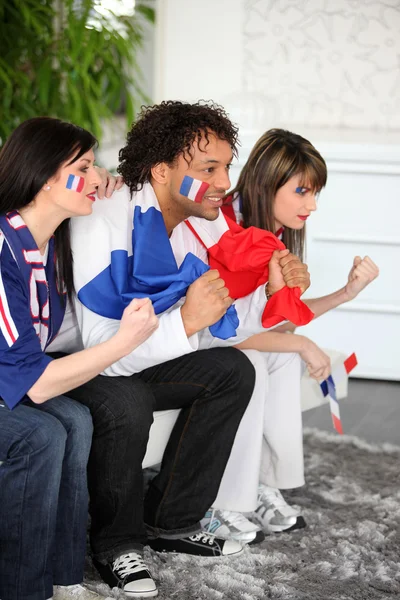 紧张的法国足球的支持者 — 图库照片