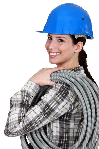 Female electrician — Stock Photo, Image