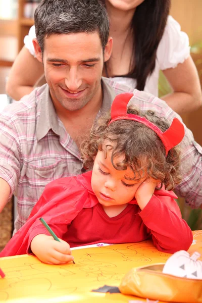 Father and little girl at Halloween — Stock Photo, Image