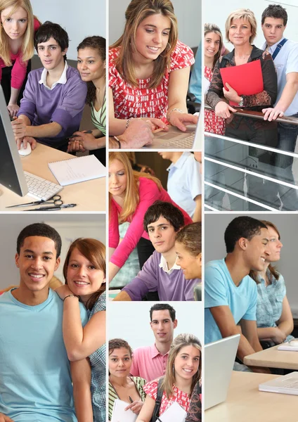 Montage of students in professional training — Stok fotoğraf